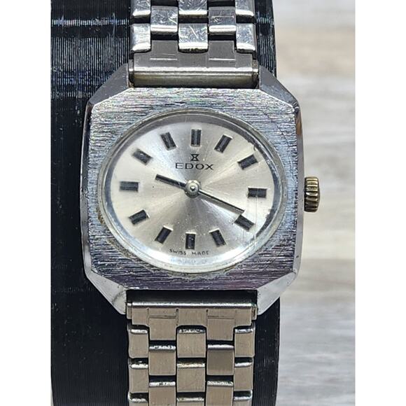 Edox Square Silver Swiss, Women's Watch, Genuine, Adjustable Band. Needs Service - Picture 1 of 7